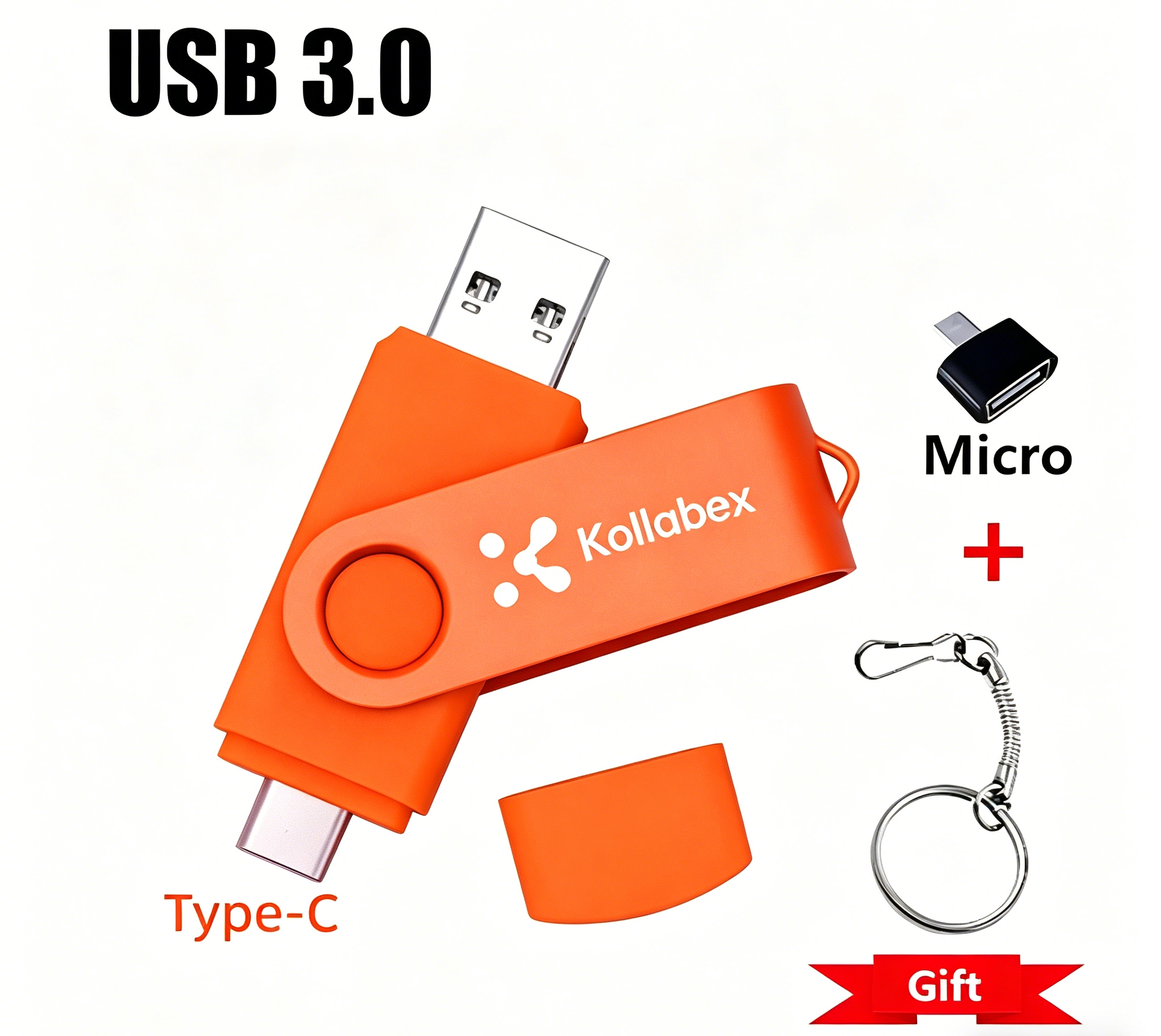 Kollabex 2TB OTG flash drive 3 in 1 USB Type C/Micro flash disk 1TB Pendrive for Android Phone