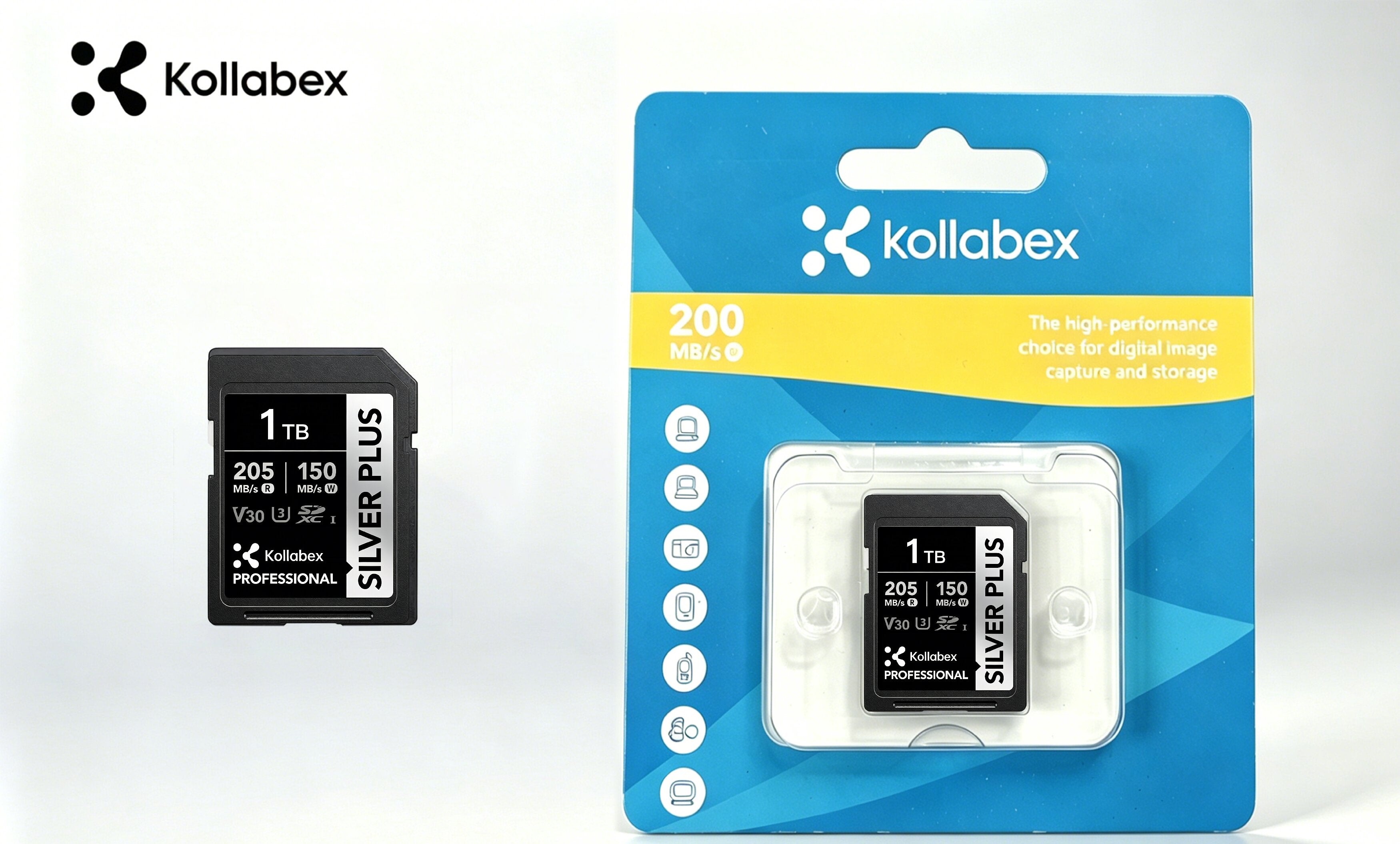 Kollabex SD SDXC Silver Plus SD Card 205MB/S U3 SDK