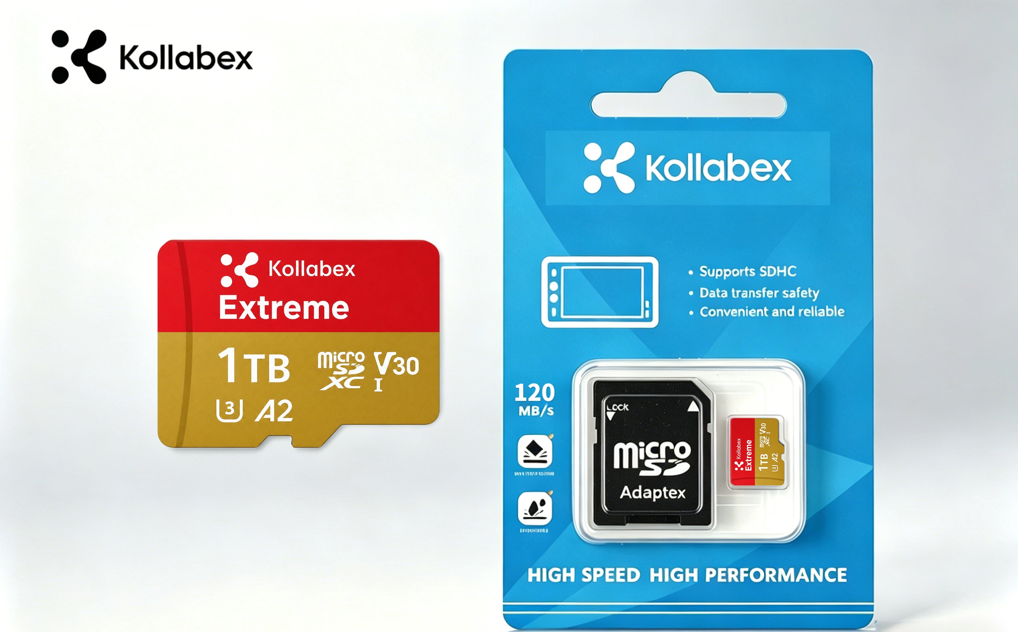 Kollabex Micro SD Card Up to 120Mbps U3 A2 V30