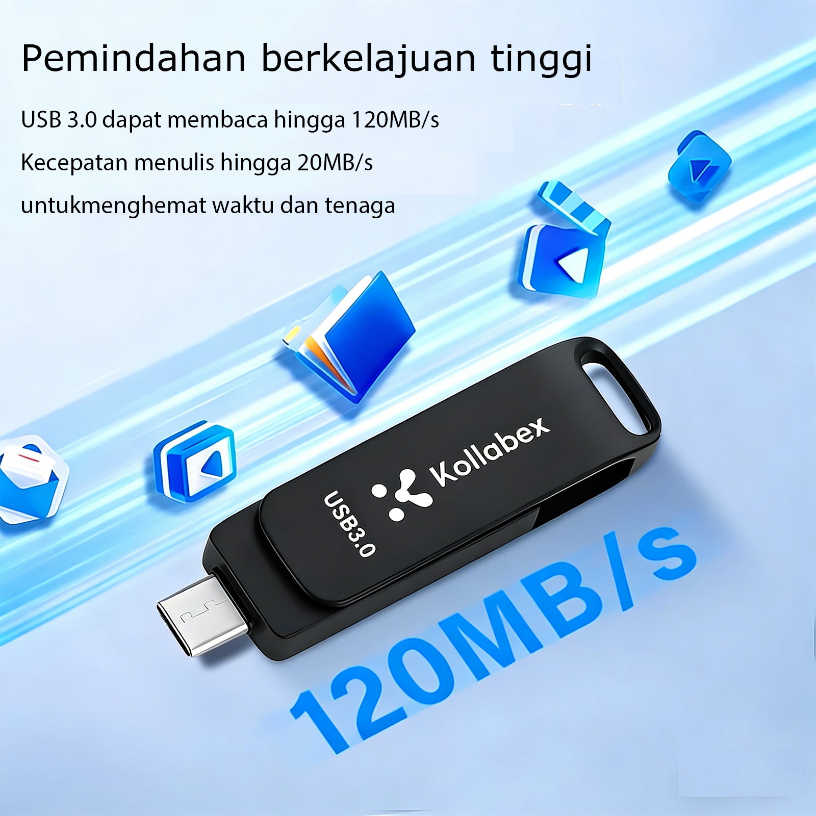 Kollabex USB3.0 3 in 1 OTG Metal Flash Drive Waterproof High Speed 2TB/1TB U Disk Pendrive for iPhone/typec/ipd