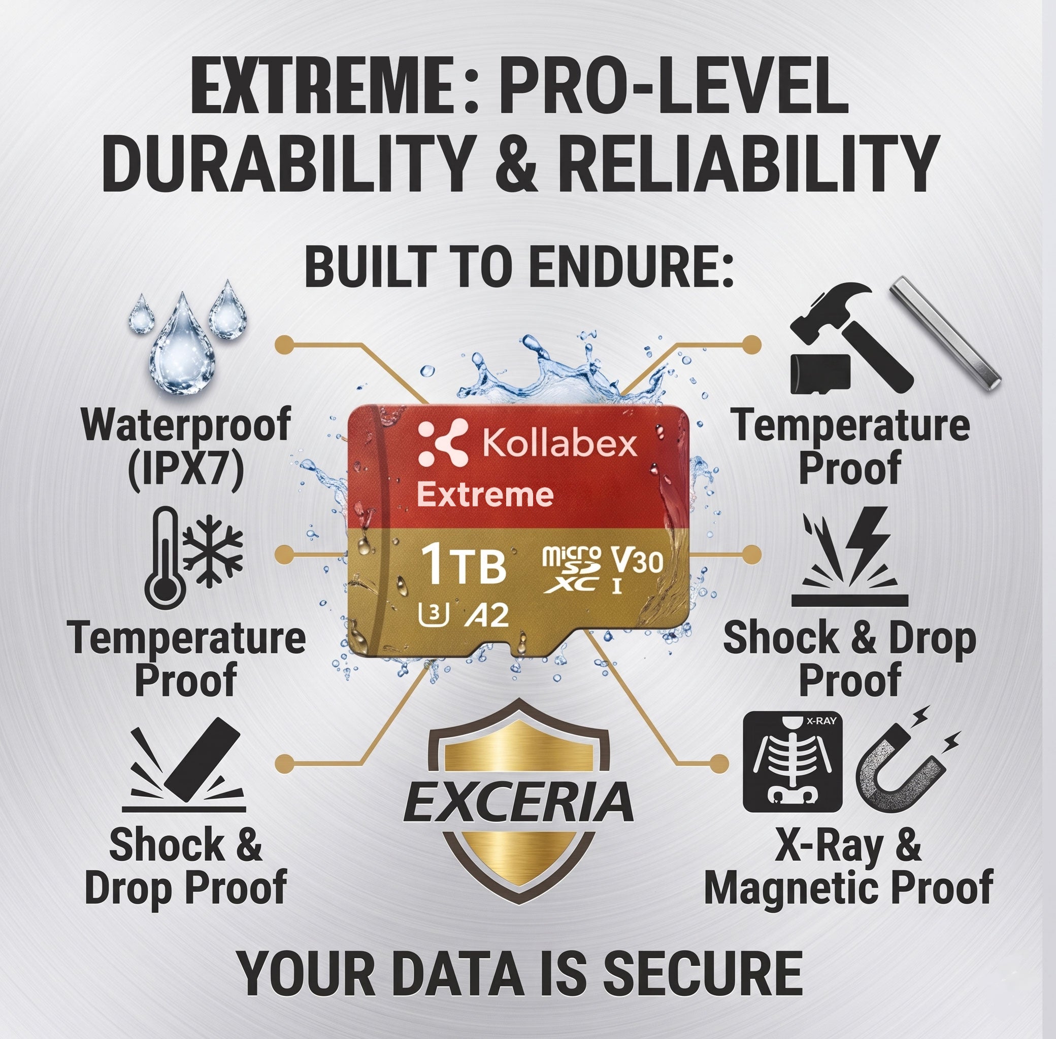 Kollabex Micro SD Card Up to 120Mbps U3 A2 V30